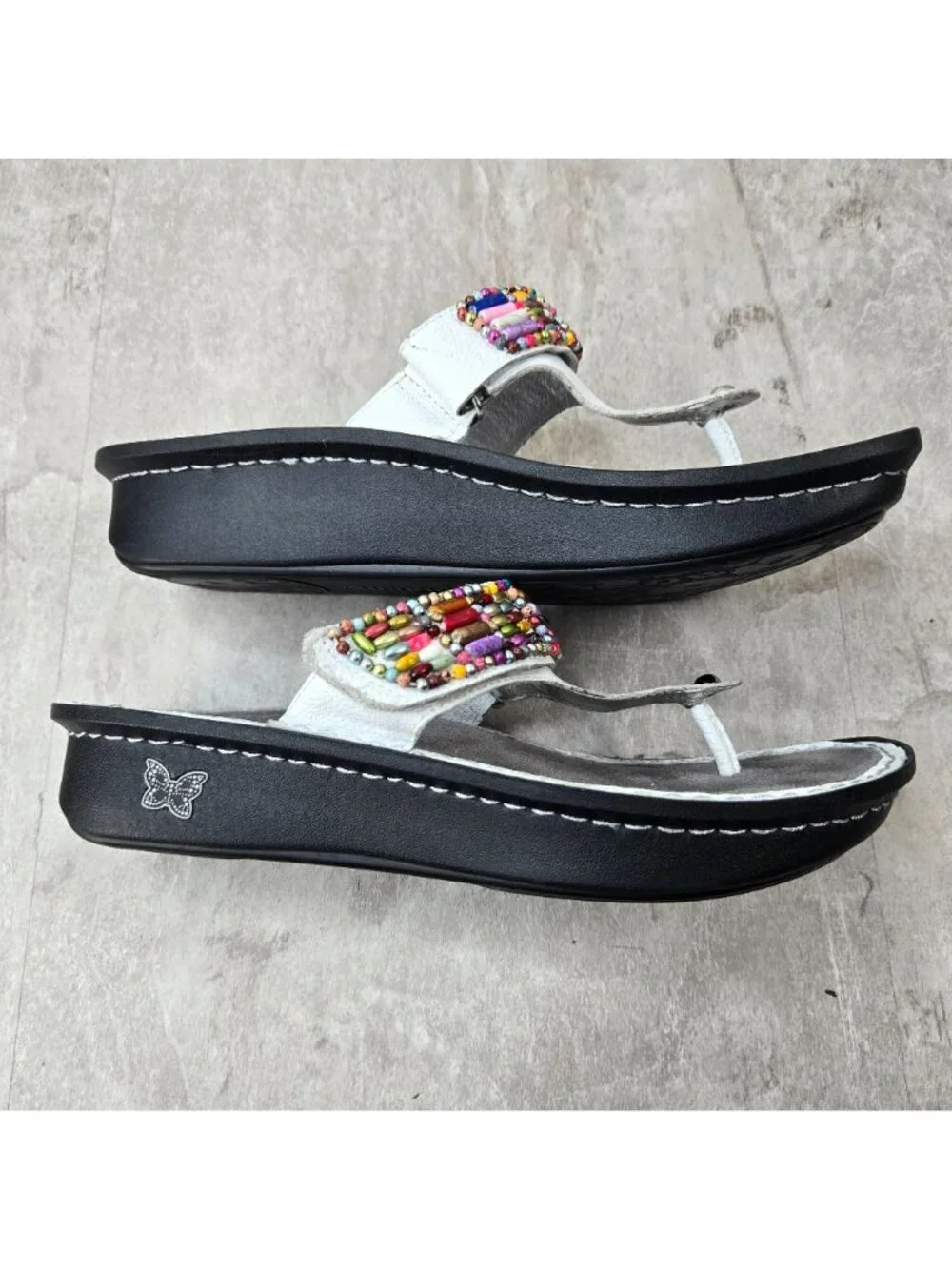 Alegria Platform Thong Sandals White Beaded Flatform Flip Flops Atrsy Beach Boho